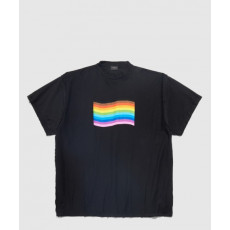 발렌시아가 레인보우 플래그 인사이드 아웃 오버사이즈 티셔츠
