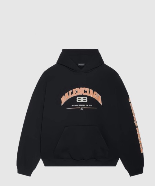 발렌시아가 로고프린트 코튼블랜드 저지 후드