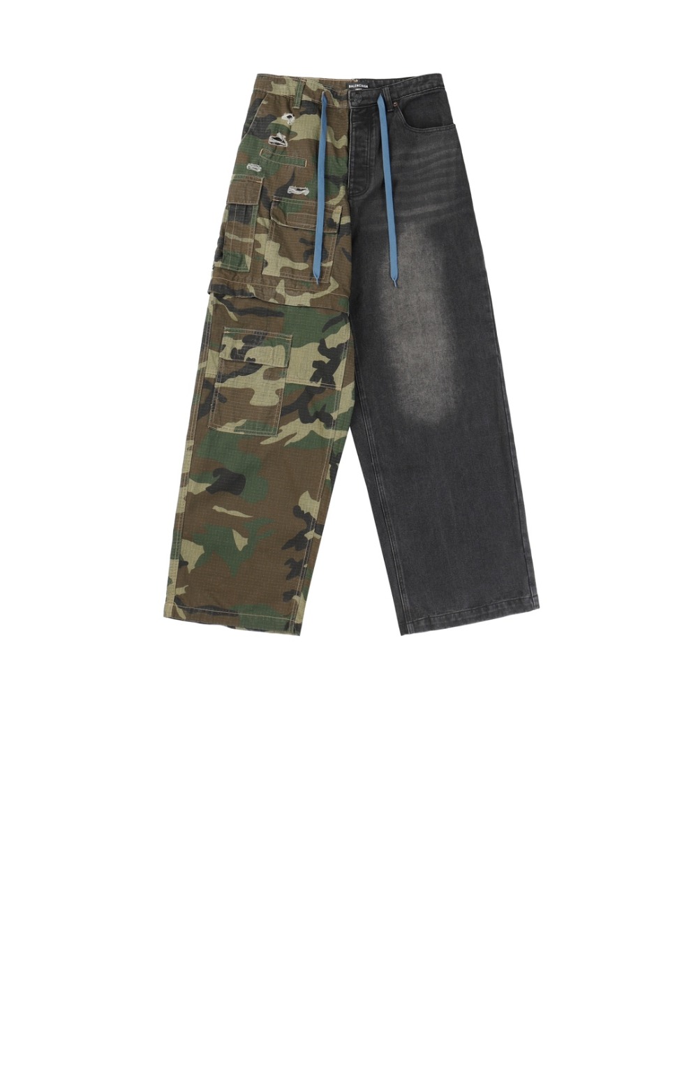 발렌시아가 다크 카모 하이브리드 배기 팬츠