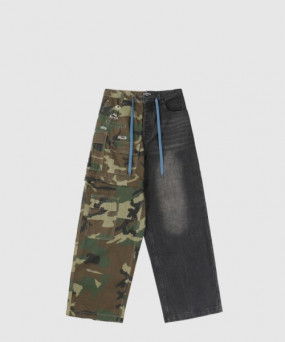 발렌시아가 다크 카모 하이브리드 배기 팬츠