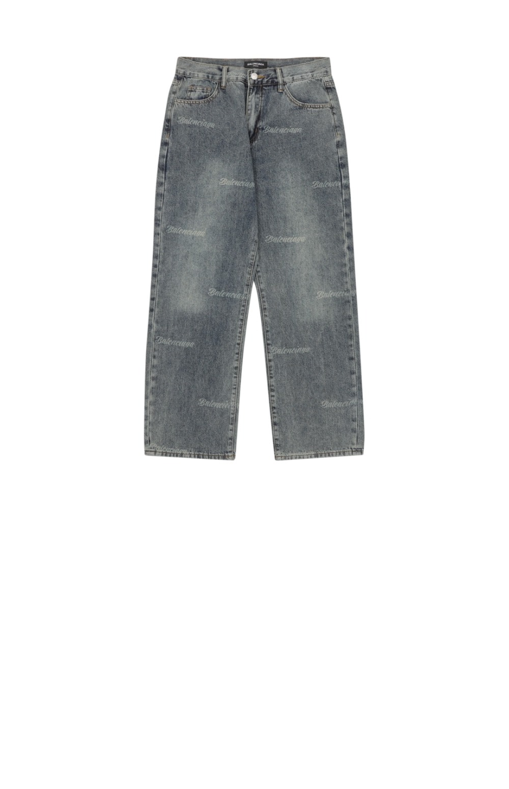 발렌시아가 로고 프린트 스트레이트 진