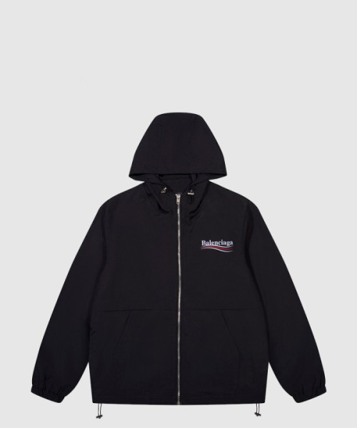 발렌시아가 프린트 코튼 저지 집업 후디