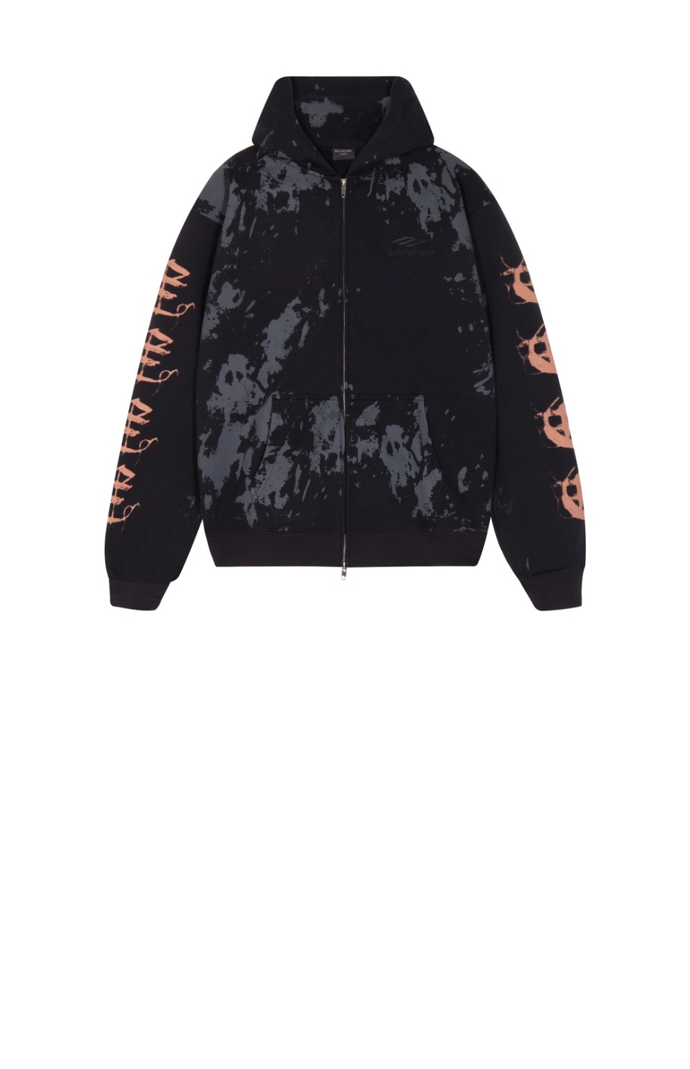 발렌시아가 프린트 코튼 저지 집업 후디