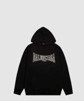 발렌시아가 로고 프린팅 코튼 후드