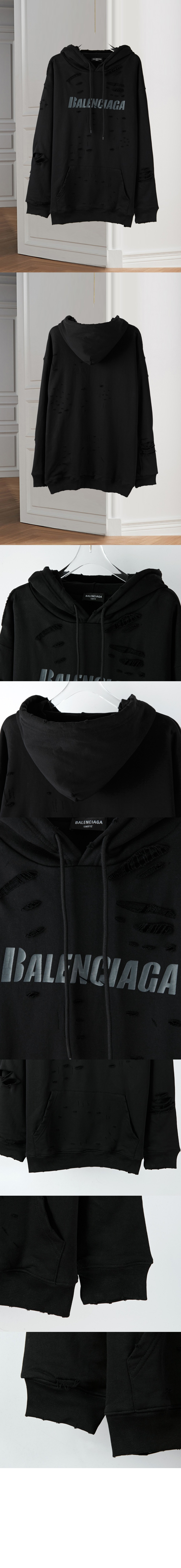 발렌시아가 로고 후드 긴팔