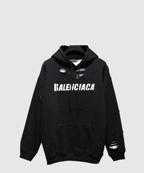 발렌시아가 로고 후드 긴팔