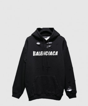 발렌시아가 로고 후드 긴팔