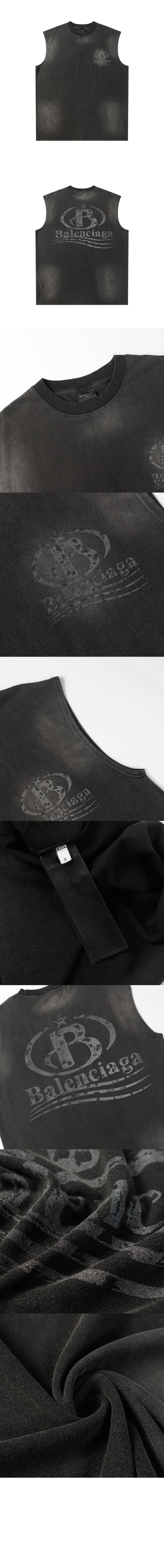 발렌시아가 민소매 프린트 크롭