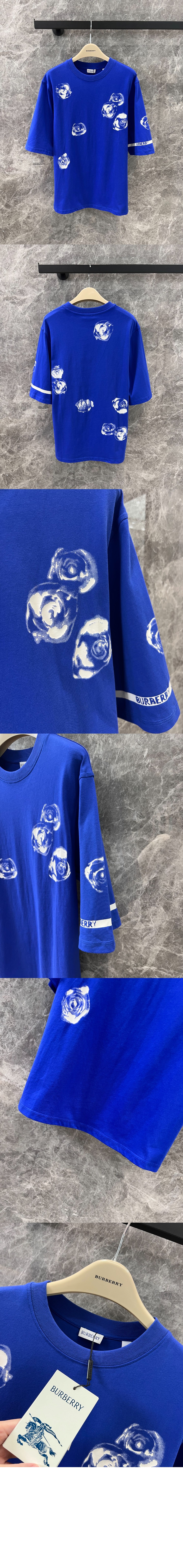 버버리 로즈 프린트 코튼 티셔츠