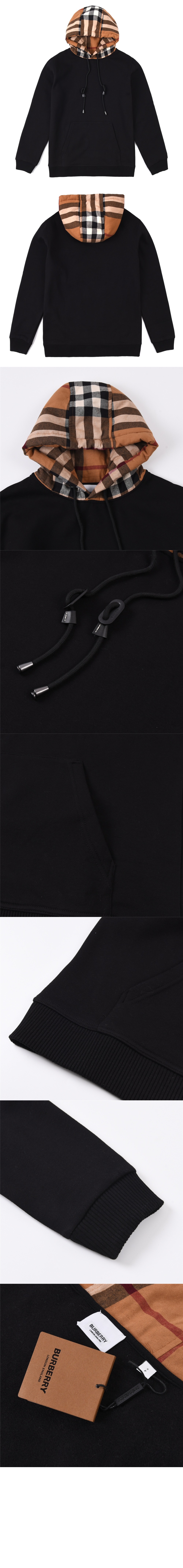 버버리 체크 후드 코튼 블렌드 후디