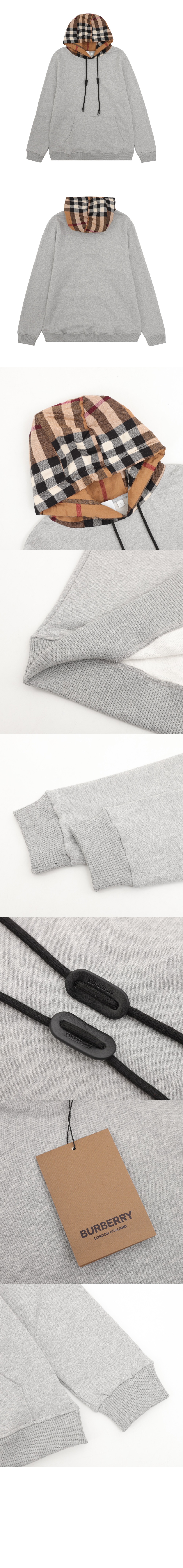 버버리 체크 후드 코튼 블렌드 후디