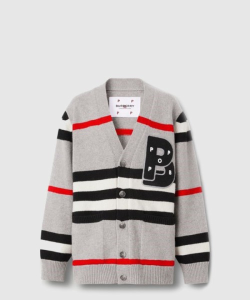 버버리 스트라이프 가디건