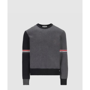 톰브라운 밀라노 스티치 바이컬러 크루넥 풀오버