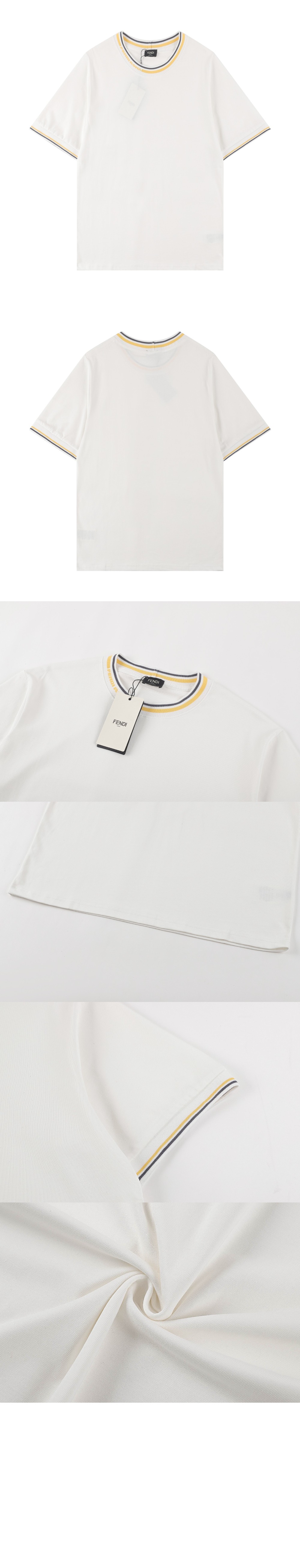 펜디 콘트라스트 트리밍 로고넥 티셔츠