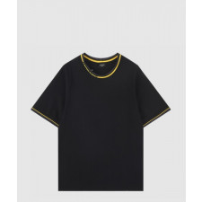 펜디 콘트라스트 트리밍 로고넥 티셔츠