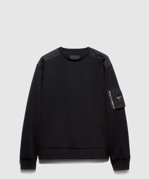 프라다 리나일론 디테일 코튼 스웨트셔츠