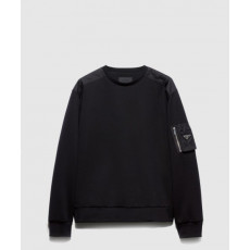 프라다 리나일론 디테일 코튼 스웨트셔츠