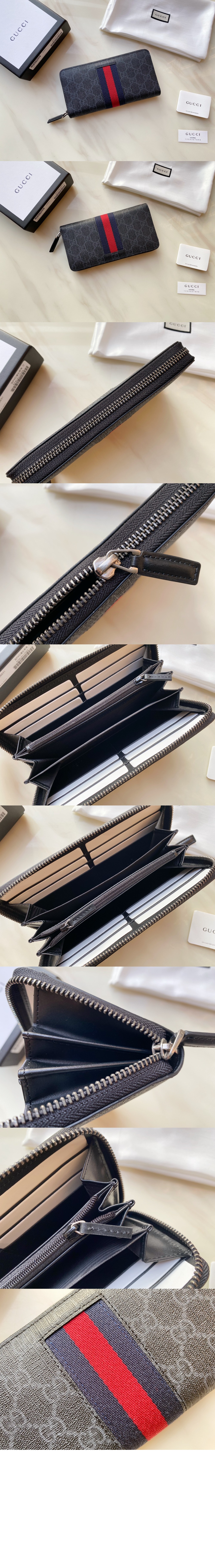 구찌 GG 수프림 웹 지퍼월렛 408831