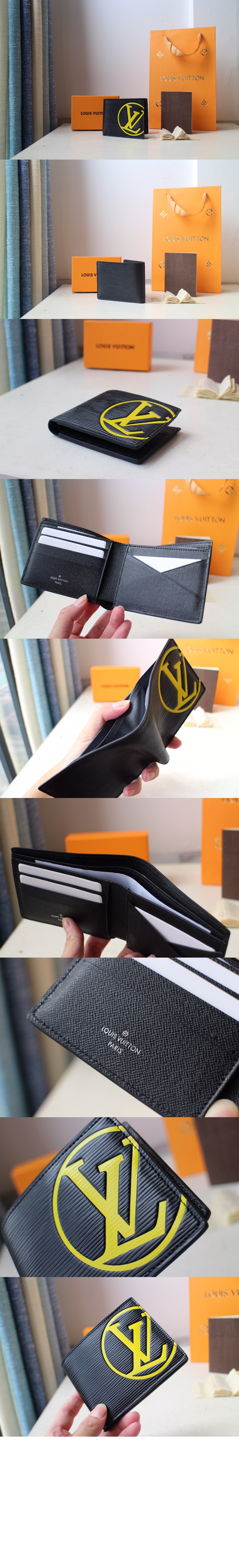 루이비통 레터링 로고 반지갑 에피 가죽 지갑 M67907