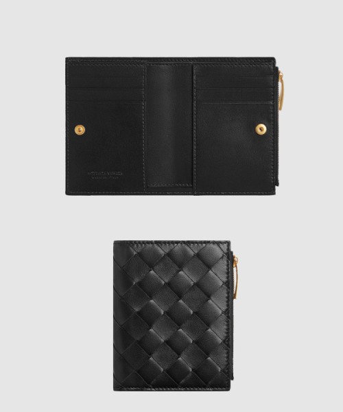 보테가베네타 스몰 인트레치아토 폴더형 지퍼 지갑 742330