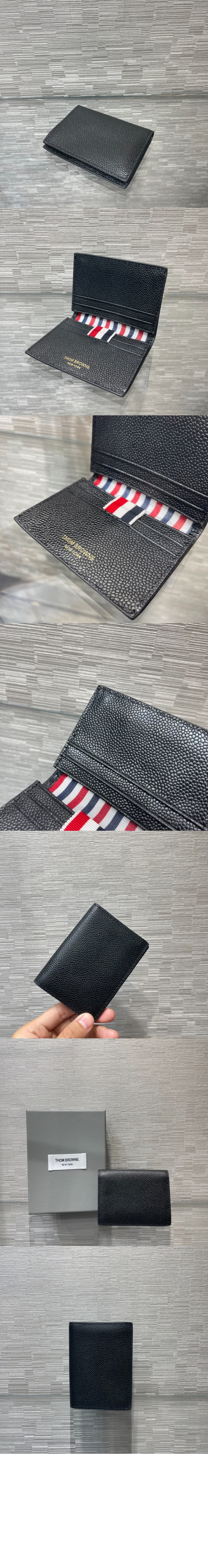 톰브라운 페블 그레인 레더 더블 카드 홀더 MAW021