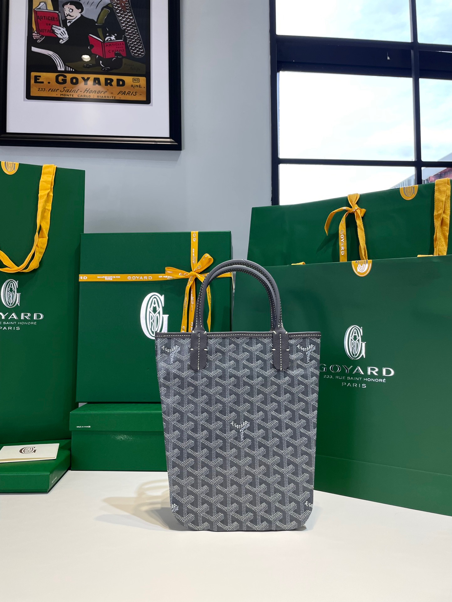 고야드 포아티에 토트백 그레이