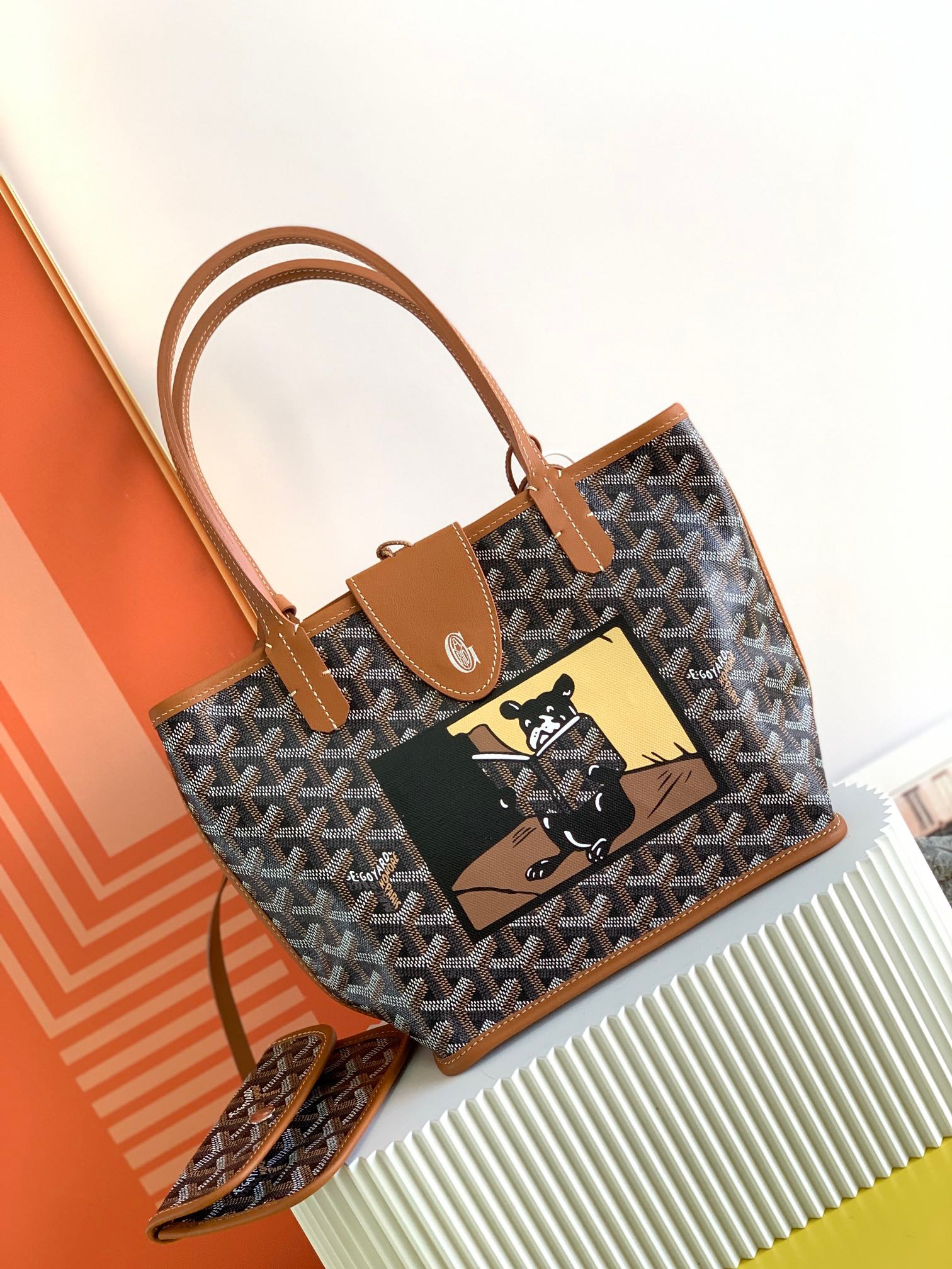 고야드 페인팅 앙주 미니백 블랙 탄