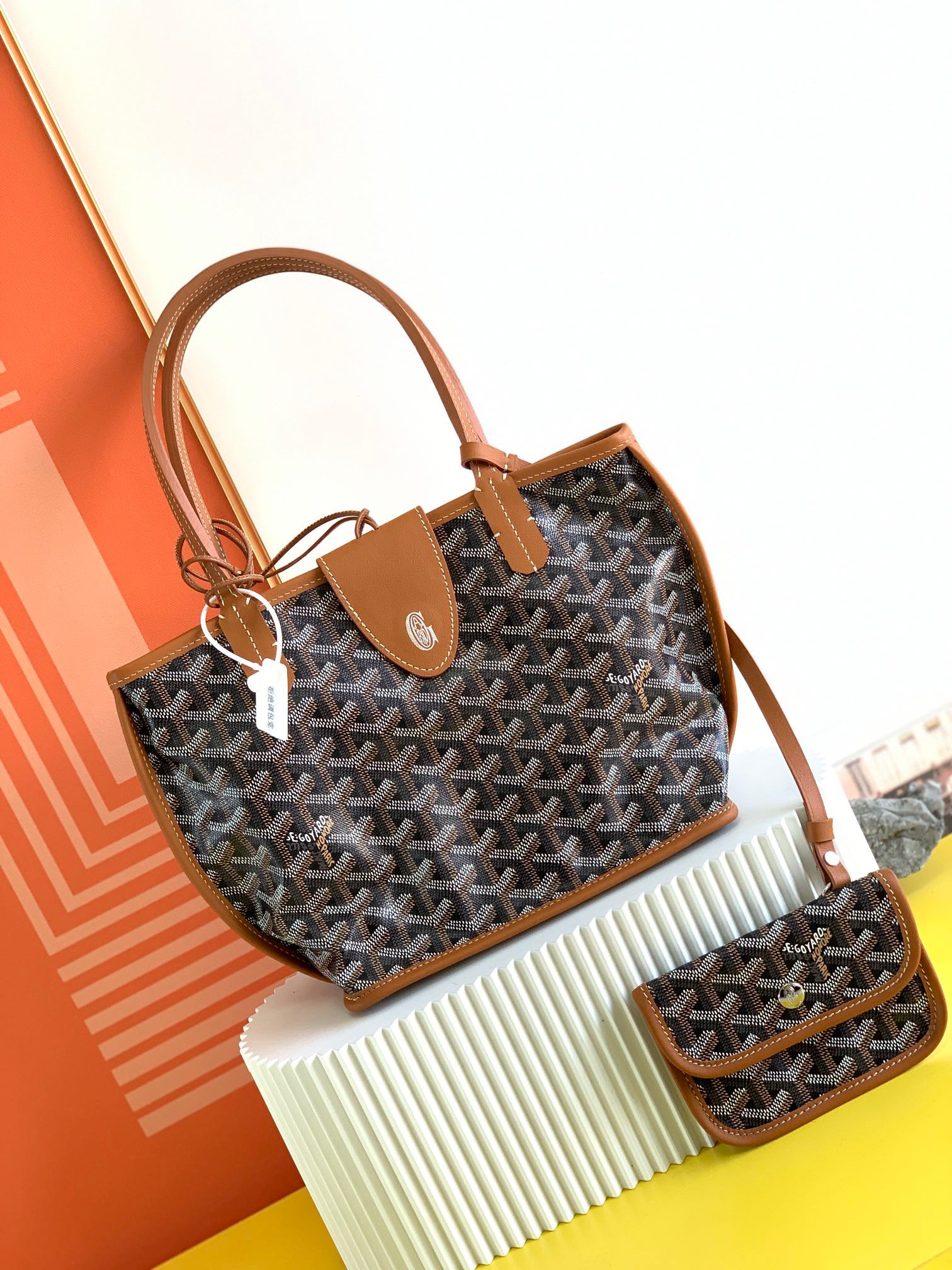 고야드 페인팅 앙주 미니백 블랙 탄