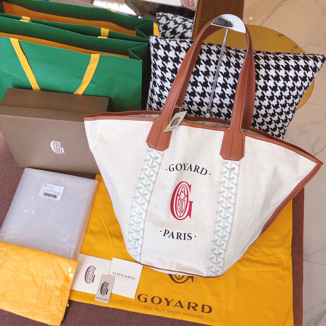 고야드 리버시블 캔버스 쇼퍼백 화이트