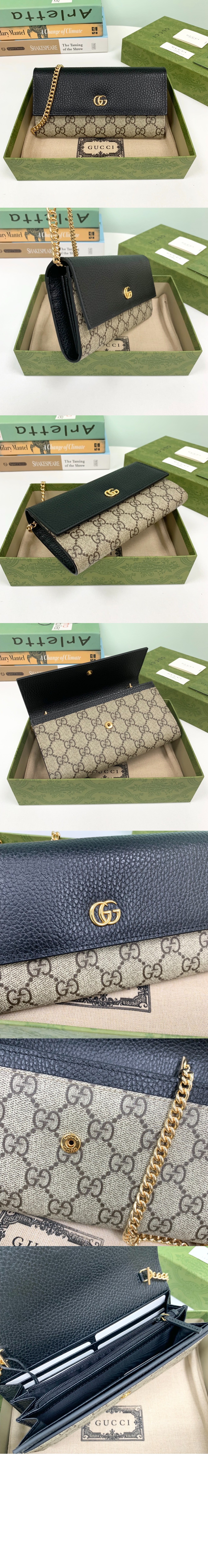 구찌 GG 마몽 체인 달린 바이컬러 지갑 546585