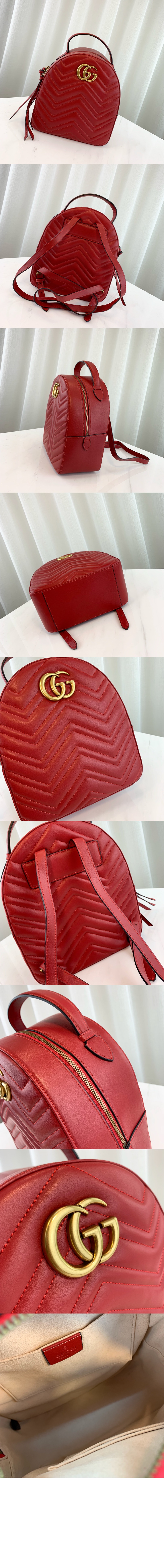 구찌 GG 마몽 마틀라세 레더 백팩 476671