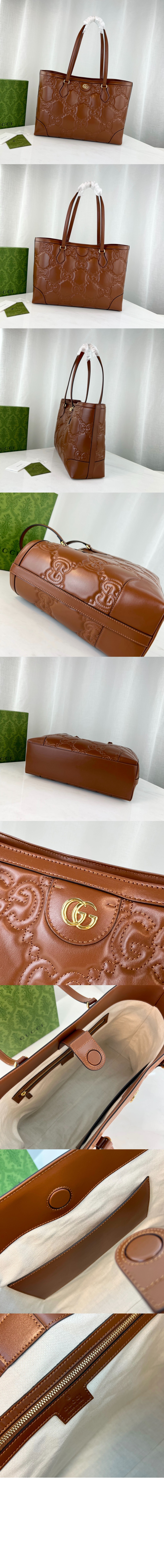 구찌 GG 마틀라세 레더 미디엄 토트백 631685