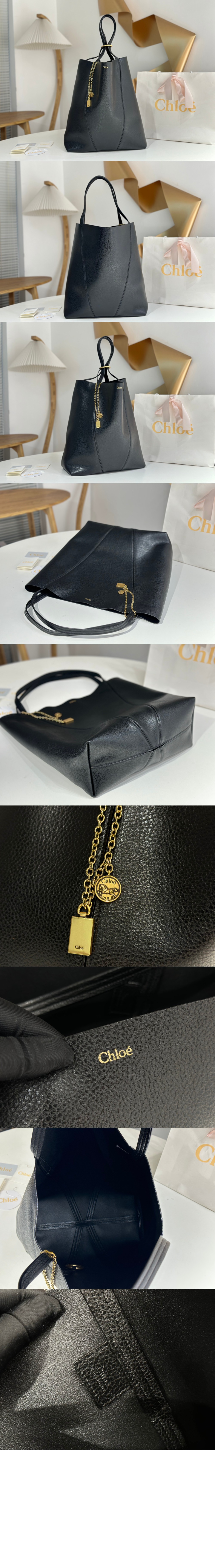 끌로에 그레인드 가죽 라지 Chloé Spin 토트백 SS810