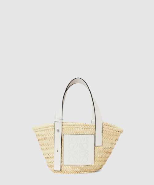 로에베 스몰 바스켓 백 - 라피아 & 카프스킨