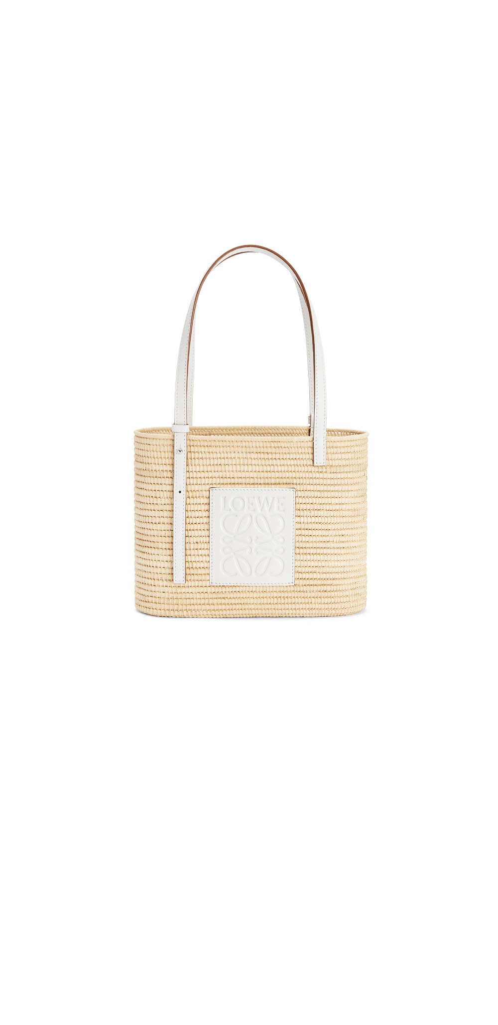 로에베 스몰 스퀘어 바스켓 백 - 라피아 & 카프스킨