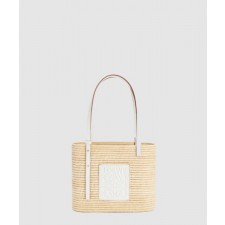 로에베 스몰 스퀘어 바스켓 백 - 라피아 & 카프스킨