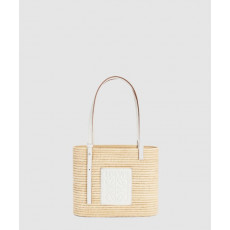 로에베 스몰 스퀘어 바스켓 백 - 라피아 & 카프스킨