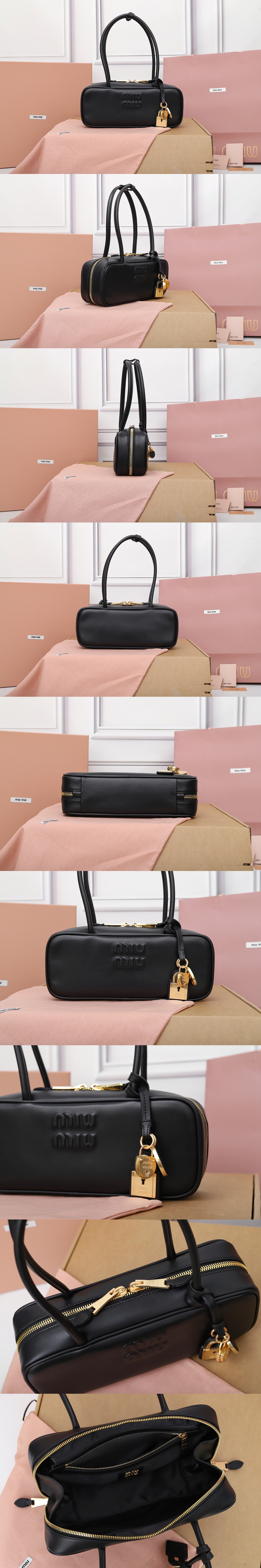 미우미우 레더 탑핸들 보 백 5BB173