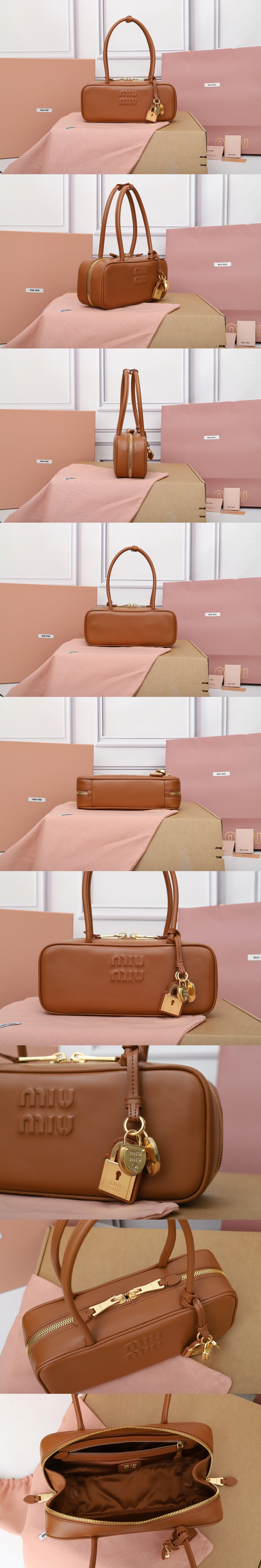 미우미우 레더 탑핸들 보 백 5BB173