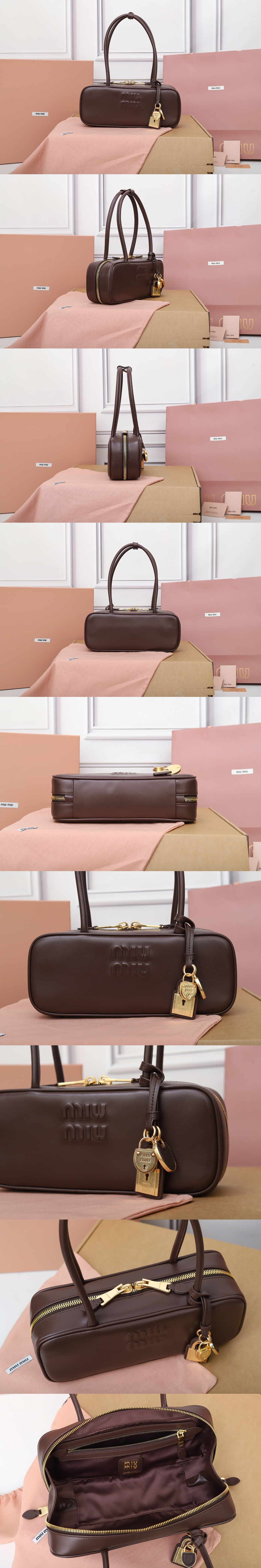 미우미우 레더 탑핸들 보 백 5BB173