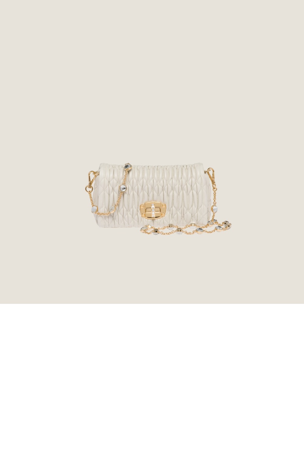 미우미우 미우 크리스털 나파 가죽 및 크리스털 미니백 5BP079