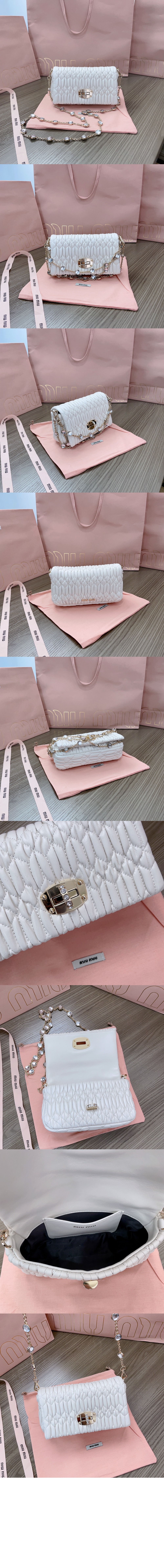 미우미우 미우 크리스털 나파 가죽 및 크리스털 미니백 5BP079