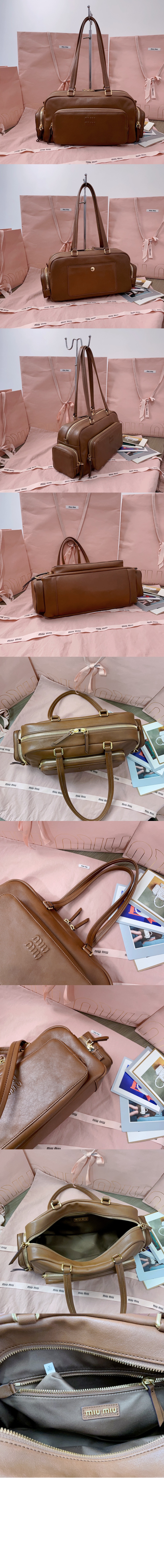 미우미우 워싱 나파 가죽 포켓백 5BB175