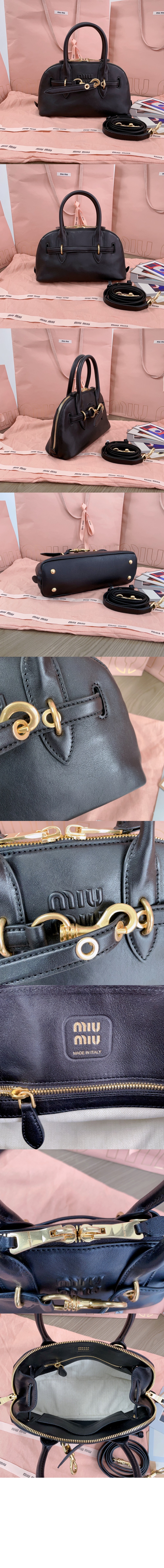 미우미우 아방뛰르 나파 가죽 탑 핸들백 5BB169