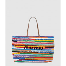 미우미우 라피아 앤 코튼 토트백 5BG228