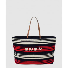 미우미우 라피아 앤 코튼 토트백 5BG228