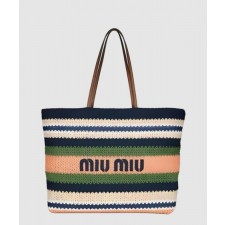 미우미우 라피아 앤 코튼 토트백 5BG228
