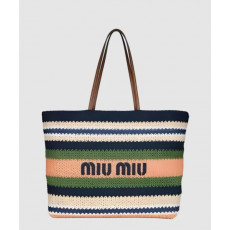 미우미우 라피아 앤 코튼 토트백 5BG228