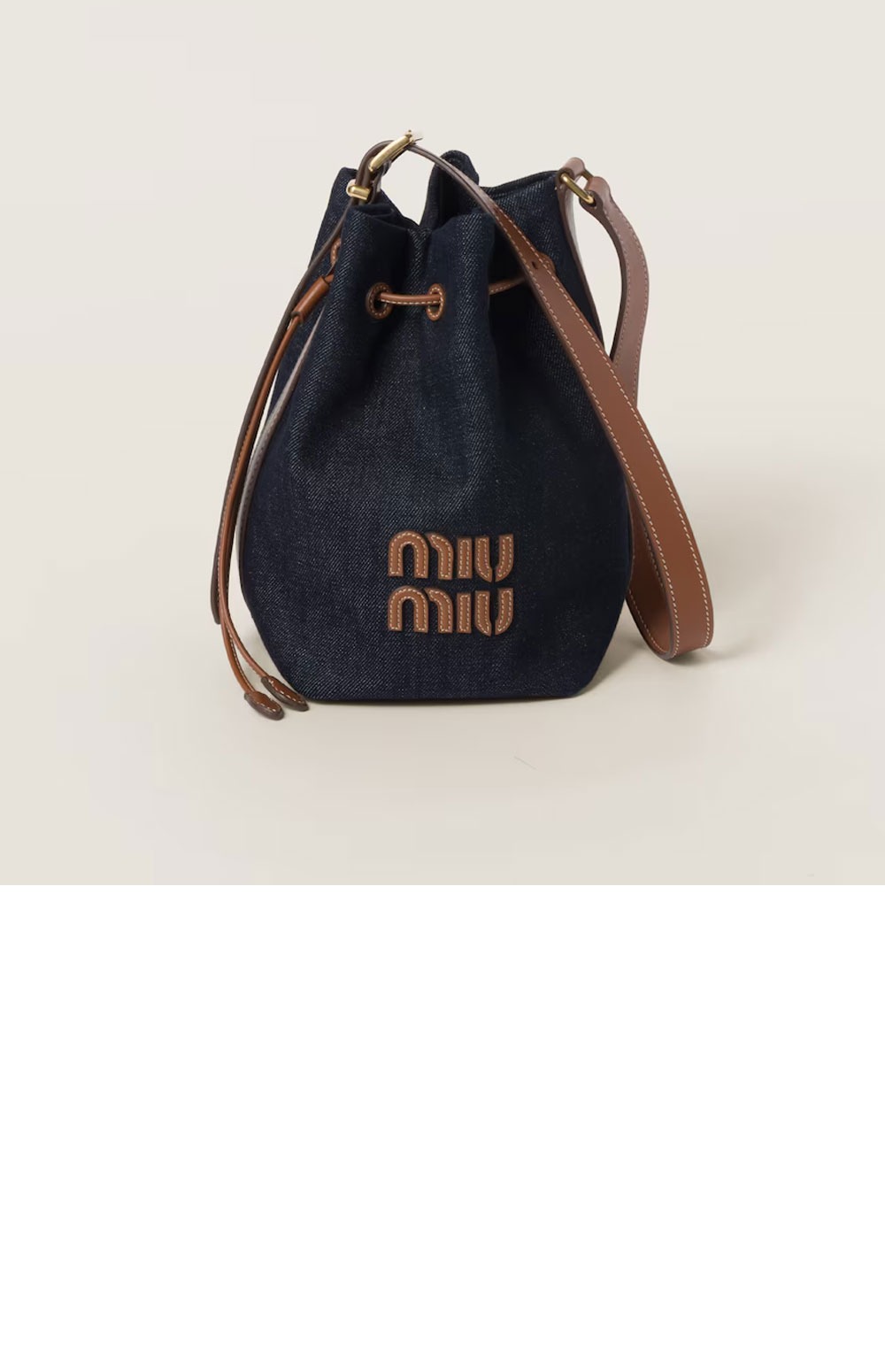 미우미우 데님 레더 버킷백 5BE090