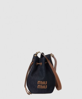 미우미우 데님 레더 버킷백 5BE090